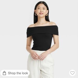 A New Day black ribbed off-the-shoulder top